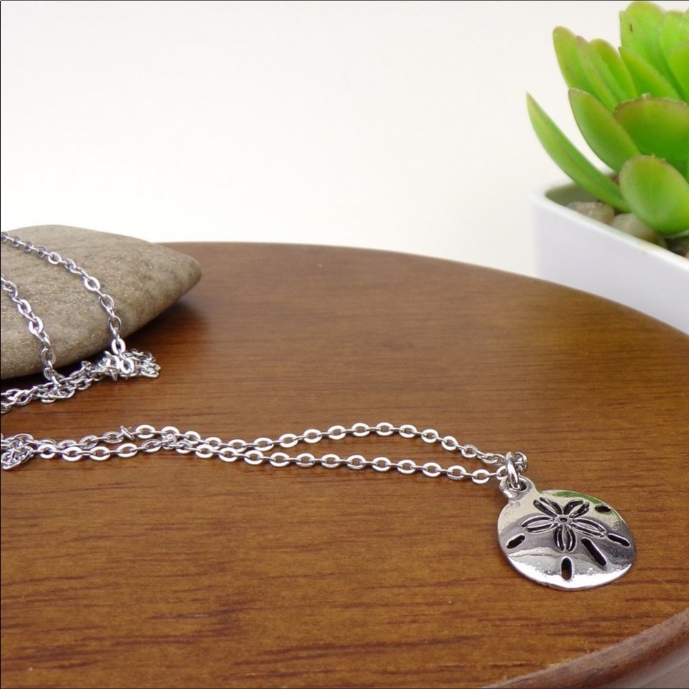 Sand Dollar Charm Silver Tone Necklace